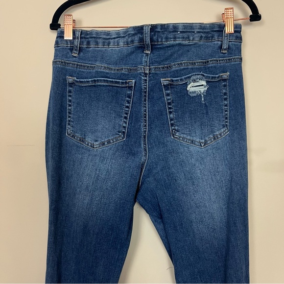 A BEAUTIFUL SOUL SKINNY FLARE RIPPED JEANS SIZE 12 DARK WASH - Picture 6 of 12